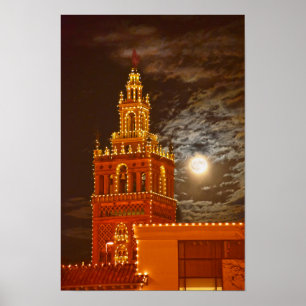Vollmond und Giralda-Turm, Kansas City, Missouri Poster