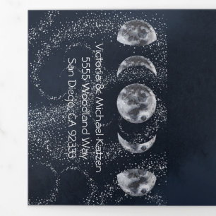 Vollmond und Hochzeit der Sterne Dreifach Gefaltete Einladung