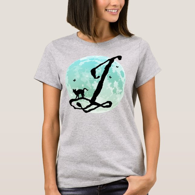 Vollmond und Kat J Initial Monogram T - Shirt (Vorderseite)