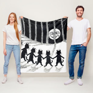 Vollmond und Katzen, Louis Wain Fleecedecke