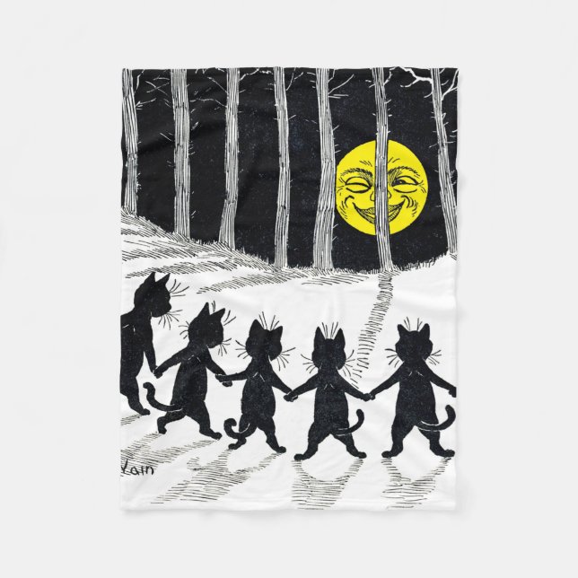 Vollmond und Katzen, Louis Wain Fleecedecke (Vorderseite)