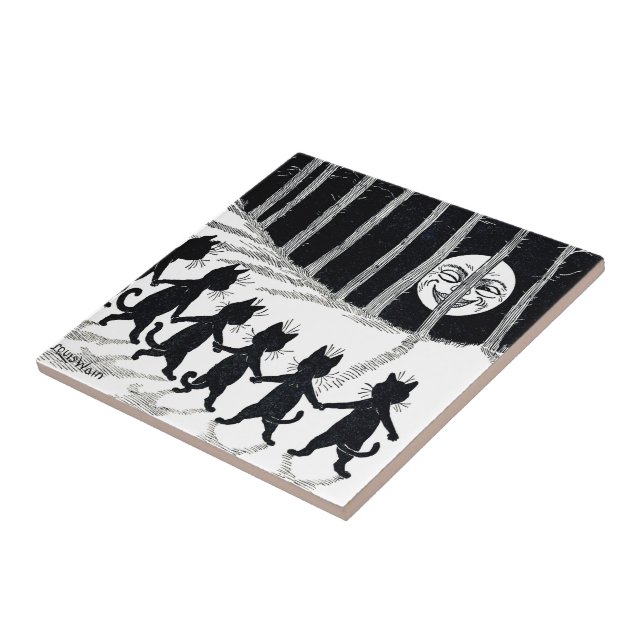 Vollmond und Katzen, Louis Wain Fliese (Seite)