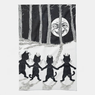 Vollmond und Katzen, Louis Wain Geschirrtuch