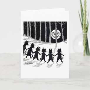 Vollmond und Katzen, Louis Wain Karte