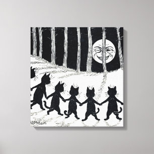 Vollmond und Katzen, Louis Wain Leinwanddruck