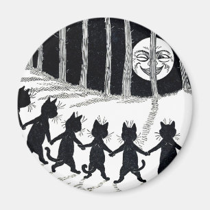 Vollmond und Katzen, Louis Wain Magnet