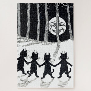 Vollmond und Katzen, Louis Wain Puzzle