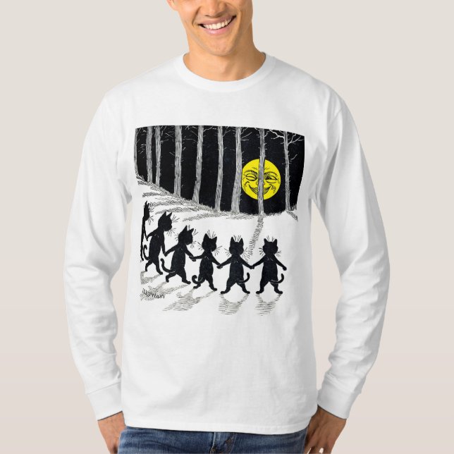Vollmond und Katzen, Louis Wain T-Shirt (Vorderseite)