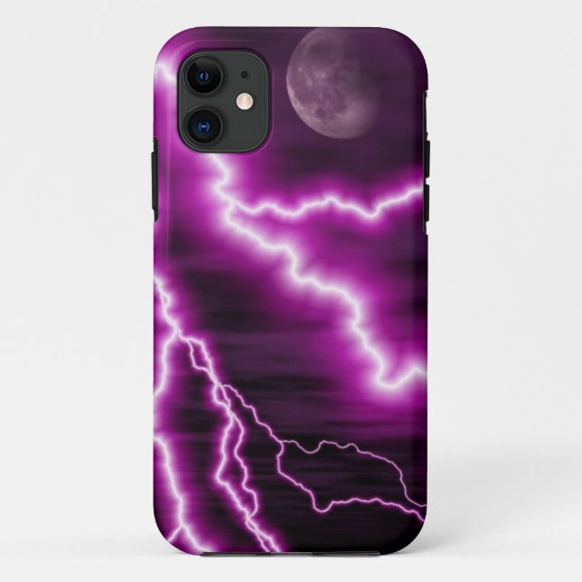 Vollmond und lila Blitz Case-Mate iPhone Hülle (Rückseite)