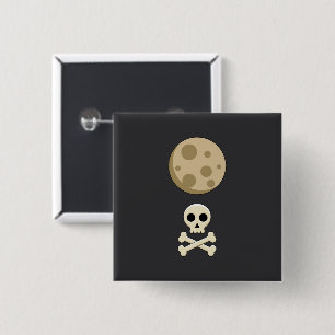 Vollmond und Totenkopf Button