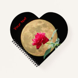 Vollmond und Vollblut-Rote Rose Notizbuch