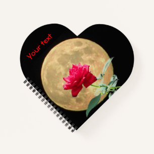 Vollmond und Vollblut-Rote Rose Notizbuch
