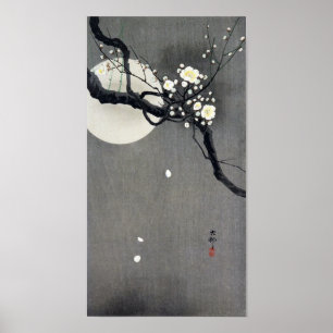 Vollmond und Weißer Pflaumenblütenblossom, Ohara K Poster