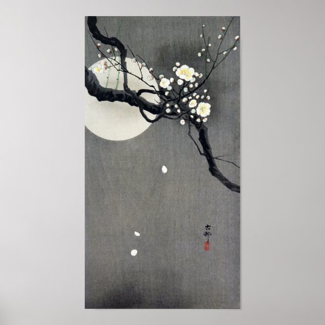 Vollmond und Weißer Pflaumenblütenblossom, Ohara K Poster (Vorne)