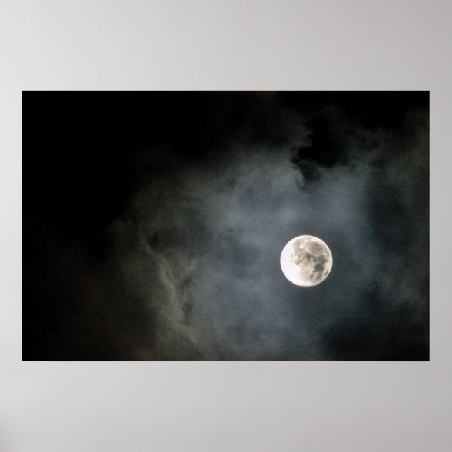 Vollmond und Wolken Poster (Vorne)