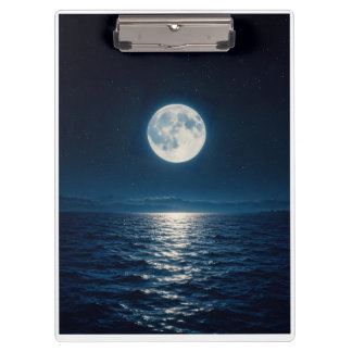 Vollmond Wasser Reflexion Mondlicht Abstrakter Dur Klemmbrett