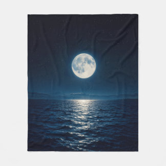 Vollmond Wasser Reflexion Mondlicht Sternennacht Fleecedecke