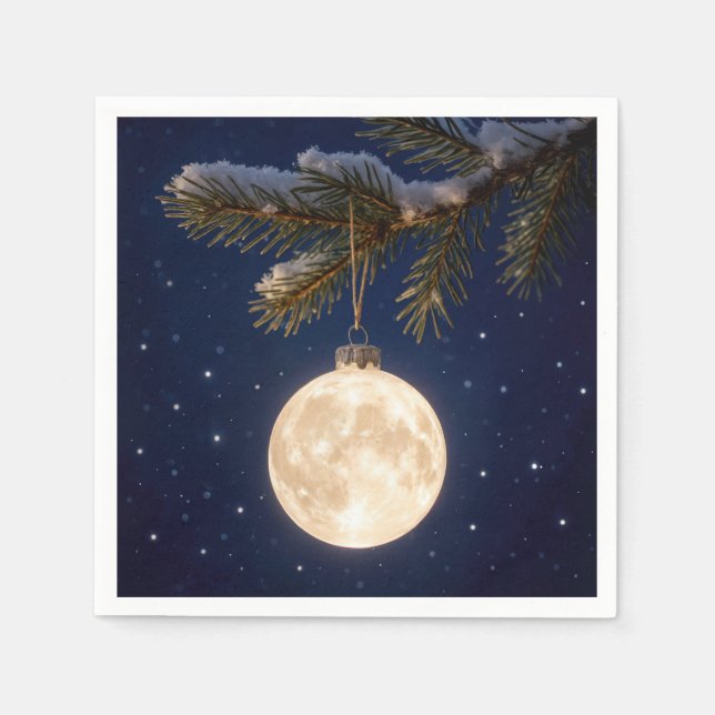 Vollmond Weihnachtsschmuck Serviette (Vorderseite)
