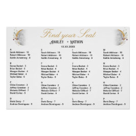 Vollmond Wildblume Gold Wasserfarben Hochzeitssitz Poster