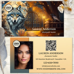 Vollmond Wolf Logo QR Code Shaman Visitenkarte