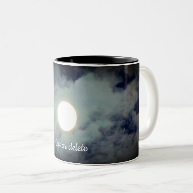 Vollmond Wolken Natur Personalisiert Zweifarbige Tasse (VorderseiteRechts)