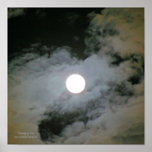 Vollmond Wolken Night Sky Nature Poster