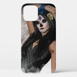 Vollmond Zuckerschädel Dunkle Maske & blaue Augen Case-Mate iPhone Hülle