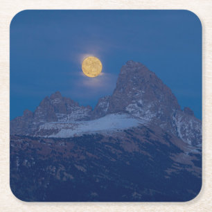 Vollmondaufgang Grand Teton Driggs, Idaho Rechteckiger Pappuntersetzer