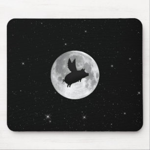 Vollmondfliegenschwein Mousepad