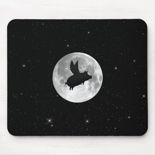 Vollmondfliegenschwein Mousepad (Vorne)
