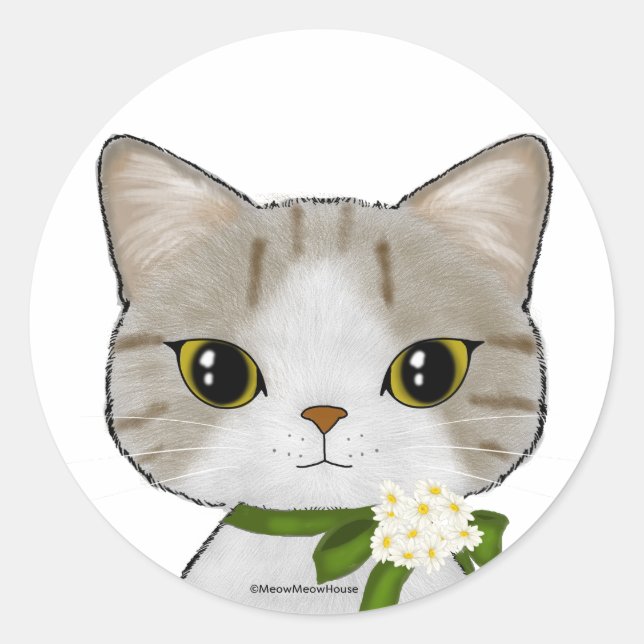 Vollmondkatze Runder Aufkleber (Vorderseite)