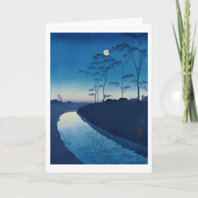 Vollmondnacht, Koho Shoda, Holzschnitt Karte (Vorderseite)