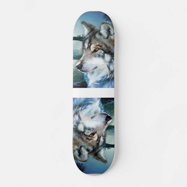 Vollmondwolf des Waldwaldmondscheins Skateboard (Vorderseite)