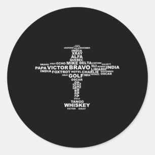 Vollphonetische Alphabet-Flugzeug-Buchstaben Runder Aufkleber