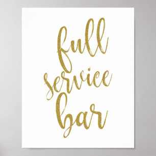 Vollservice-Bar Glitter 8x10 Hochzeitsschild Poster
