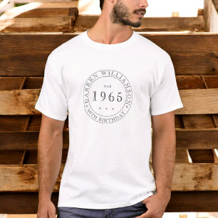 vollständig angepasste Schwarz-weiße Männer 60. Ge T-Shirt