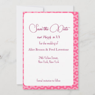 Vollständig anpassbar mit Ihren Details rosa Muste Save The Date