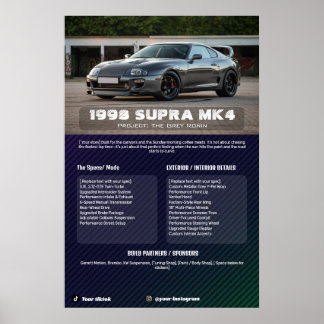 Vollständig anpassbare Car Show Spec Board Poster