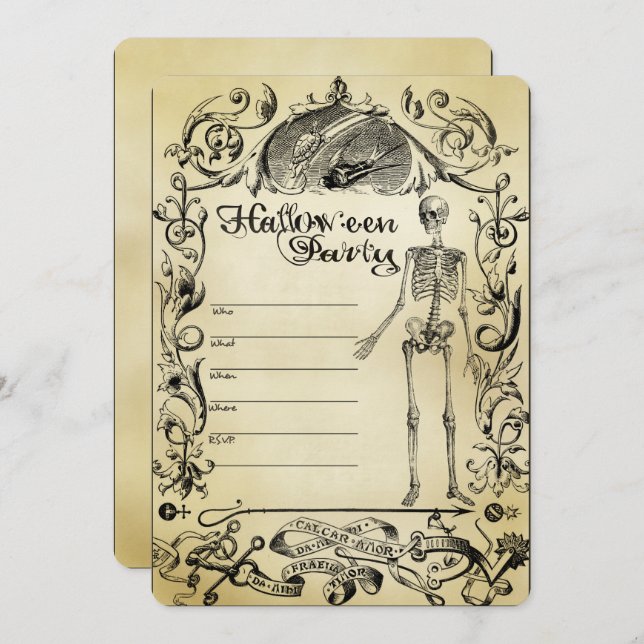 Vollständig anpassbare Halloween-Party-Einladung Einladung (Vorne/Hinten)