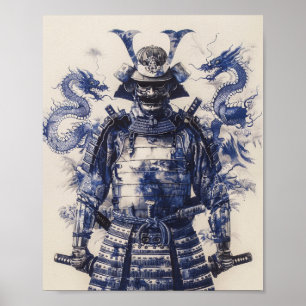 Vollständig Armored Samurai Warrior Stehend Poster