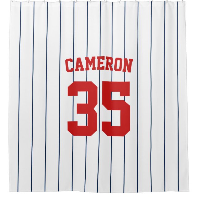 Vollständig bearbeitbare Farben Baseball Jersey St Duschvorhang (Vorderseite)