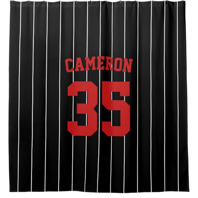 Vollständig bearbeitbare Farben Baseball Jersey St Duschvorhang (Vorderseite)