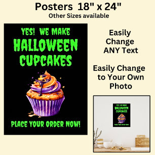 Vollständig bearbeitbare Halloween Cupcakes für Ca Poster
