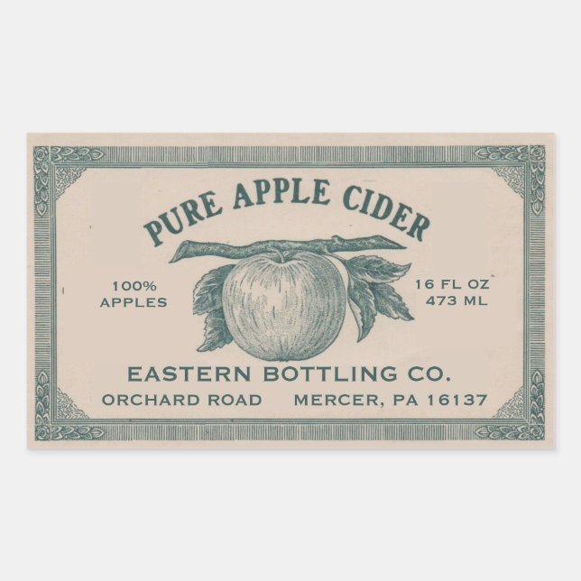 Vollständig bearbeitbares Vintages Apple Cider Lab Rechteckiger Aufkleber (Vorderseite)