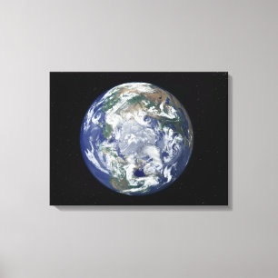 Vollständig beleuchtete Erde, zentriert auf dem No Leinwanddruck