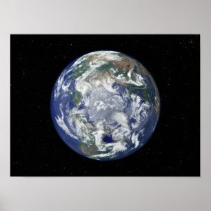 Vollständig beleuchtete Erde, zentriert auf dem No Poster