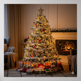Vollständig dekorierter Weihnachtsbaum Poster