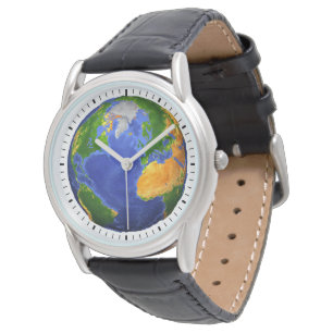 Vollständig die Erde mit topographischen Daten. Armbanduhr