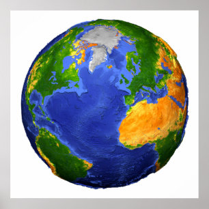 Vollständig die Erde mit topographischen Daten. Poster