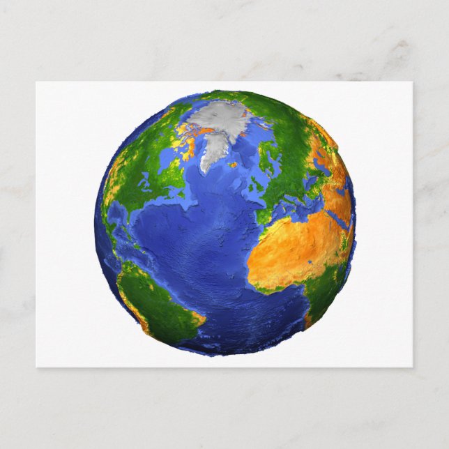 Vollständig die Erde mit topographischen Daten. Postkarte (Vorderseite)